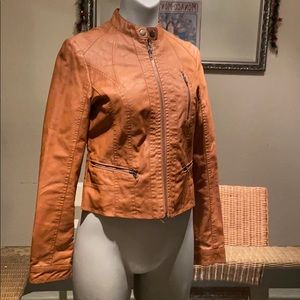 Cognac Faux leather jacket